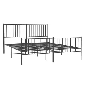 Berkfield Metal Bed Frame with Headboard and Footboard Black 150x200 cm