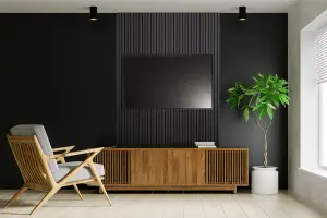 Fuse Acoustic Wooden Wall Panel in Charcoal Oak, 2.4m x 0.6m