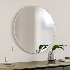 Baum Metal Flat Wall Mirror White / 60 cm H x 60 cm W