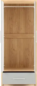 Seville 2 Door 1 Drawer Wardrobe in Oak and Grey Sheen Finish