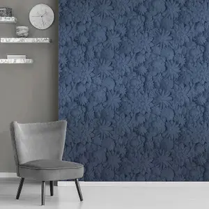 Dimensions Floral Wallpaper Blue Fine Decor FD42690