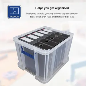 3 BANKERS BOX 36L Clear Plastic Storage Box with Lid Super Strong Plastic Box 30 x 37 x 31cm Pack of 3