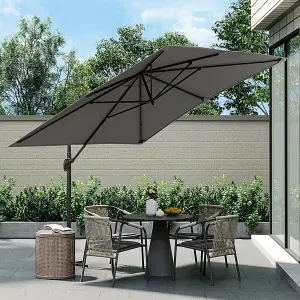 3M Dark Grey Canopy Tilt Garden Roman Umbrella with Cross Base