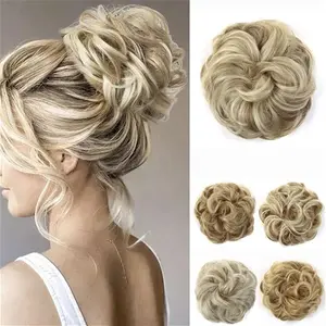 Jjstar Messy Hair Bun Curly Wavy Hair Scrunchies Accessories Pieces For Women Girls Synthetic Hair Chignons (Dirty Blonde)