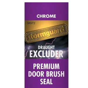 Chrome Draught Excluder Premium Door Strip Brush Seal Concealed Fixings 914mm