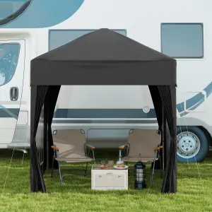 Outsunny 2mx2m Pop Up Gazebo Party Tent Canopy Marquee with Storage Bag Black