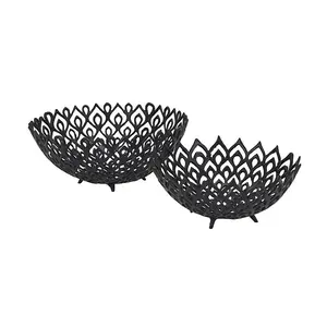 Cast Large Lattice Bowl - Aluminium - L47 x W47 x H20 cm - Black