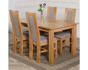 Oslo 150 x 90 cm Medium Oak Dining Table and 4 Chairs Dining Set with Stanford Chairs