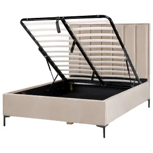 Velvet EU Double Size Ottoman Bed Taupe SEZANNE