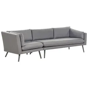 Outdoor Upholstered Sofa Garden Sofa LORETELLO Polyester Grey Left Hand 3 Seater