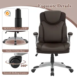 Costway Executive Office Chair PU Leather Computer Desk Ergonomic Chair W/ Rock Function