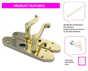 Epsom Door Handle Bath Privacy Lock Scroll Lever - Brass