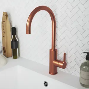 GoodHome Zanthe Copper effect Kitchen Side lever Tap