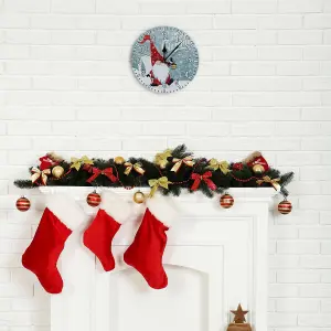 Christmas Gonk Quartz Wall Clock - Battery Powered Santa Clause Christmas Design Home Festive Xmas Decoration - 23cm Diameter