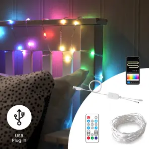 ValueLights 5M Smart RGBIC LED Fairy Strings Lights, IP65 Waterproof, WiFi Garden Lights with App Control and Music Sync