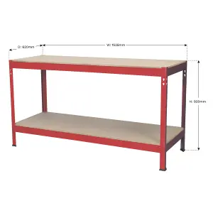 Sealey Workbench 1.53 Meters Steel Wooden Top Work Top 200kg Capacity AP1535