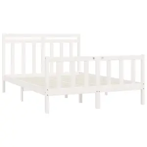 Berkfield Bed Frame White Solid Wood Pine 140x200 cm