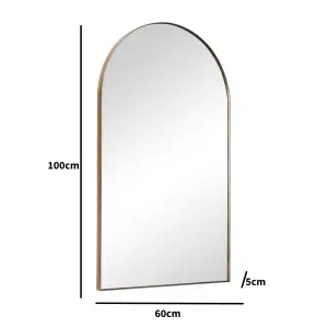 Melody Maison Large Framed Gold Arched Mirror 100cm x 60cm