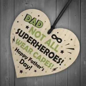 Red Ocean Fathers Day Gifts Novelty Dad Gifts Superhero Dad Funny Novelty Gift Wooden Heart