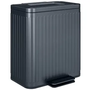 HOMCOM 2 x 20L Double Rubbish Bin, Pedal Bin with Soft-Close Lid, Black