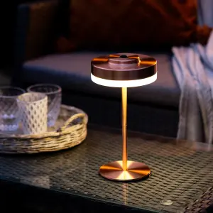 Auraglow Kensington Rechargeable Outdoor Table Lamp - Copper