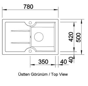 Clearwater Harmony Ceramic Black Satin Small Compact Kitchen Sink 1 Bowl & Drainer - Reversible - HAR7810BL