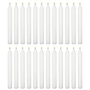 White Table Household Dinner Tapered Candles, Decorative Household Candles, 6 Hours Burning Time, 18cm / 7" Long (Pack of 24)