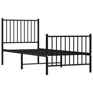 Berkfield Metal Bed Frame with Headboard and Footboard Black 75x190 cm 2FT6 Small Single