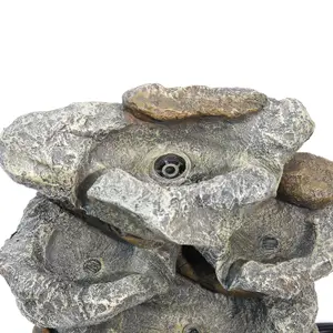 Outdoor Rockery Garden Electric Fountain Water Feature with LED Lights 49 cm