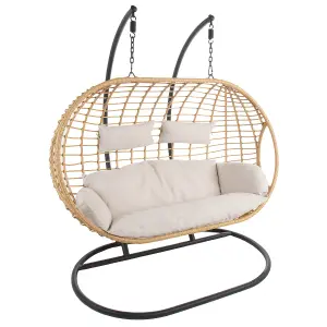 Charles Bentley Double Hanging Swing Chair Seat H196 x D117 x W167cm Natural