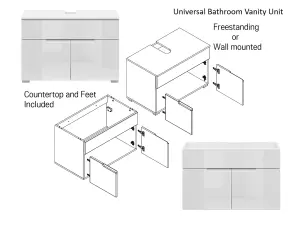 800 Vanity Sink Unit Countertop Wall Floor Bathroom Cabinet White Gloss Spice