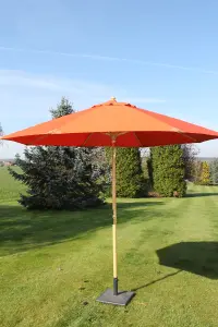 Large Hardwood Garden Parasol Umbrella-3.5M Wide-Terracotta