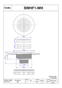 McAlpine SWHF1-WH High Flow Shower Waste 113mm White Plastic Flange x 56mm Tail