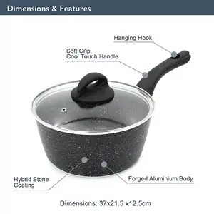 Blackmoor 65820 20cm Black Non-Stick Sauce Pan With Lid