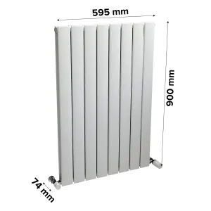 Ximax Vertirad Duplex HWD900595W White Horizontal or vertical Designer 3009BTU Radiator, (W)595mm x (H)900mm