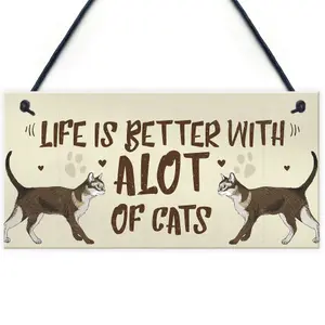 Red Ocean Alot Of Cats Sign Home Funny Crazy Cat Lady Sign Cat Lover Gift Hanging Sign