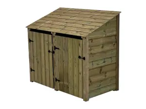 Wooden Premium Tongue & Groove Log Store (W-146cm, H-126cm, D-88cm) With doors