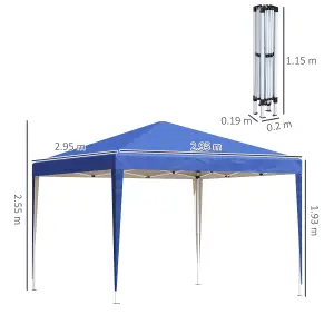 Outsunny 3 x 3m Garden Pop Up Gazebo Marquee Party Tent Wedding Canopy Blue