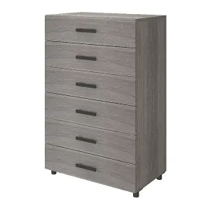 Atomia Matt grey oak effect Chipboard, plastic & steel 6 Drawer Chest of drawers (H)1125mm (W)750mm (D)450mm