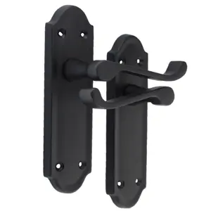 Ashford Door Handle Latch Scroll Lever - Matt Black