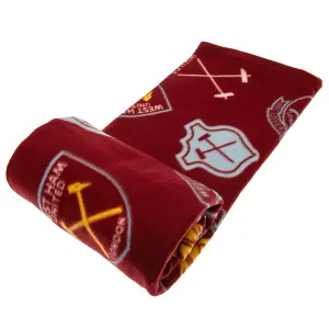 West Ham United FC Fleece Blanket Maroon/Blue/Yellow (One Size)