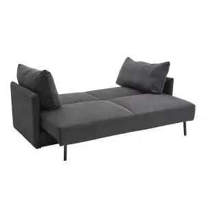 Dark Grey 3 Seater Corduroy Upholstered Sofa Bed Sleeper Couch Bed