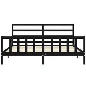 Berkfield Bed Frame with Headboard Black 200x200 cm Solid Wood