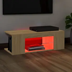 vidaXL TV Cabinet with LED Lights Sonoma Oak 90x39x30 cm