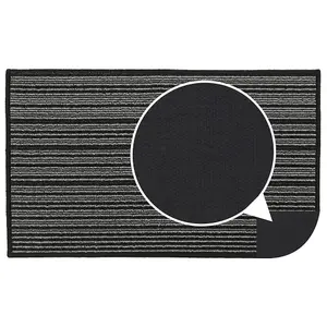 JVL Arona Machine Washable Latex Backed Doormat, 50x80cm, Black