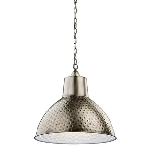 Elstead Missoula 1 Light Dome Ceiling Pendant Light Pewter, E27