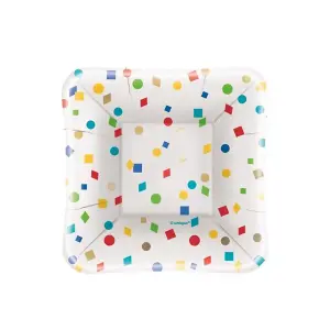 Unique Party Paper Confetti Appetiser Plates (Pack of 8) White/Red/Green (One Size)