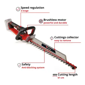 Einhell Cordless Hedge Trimmer 61cm 18V Brushless GP-CH 18/61 Li BL BODY ONLY