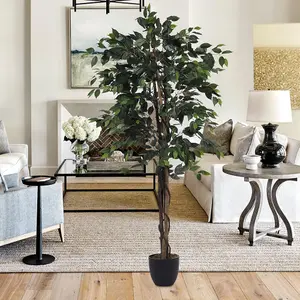 Artificial Plant Fake Banyan Tree Home Decoration in Black Plastic Pot