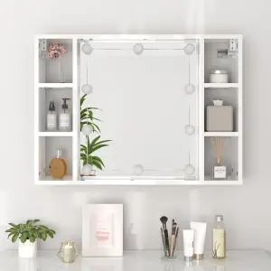 Berkfield Mirror Cabinet with LED High Gloss White 76x15x55 cm